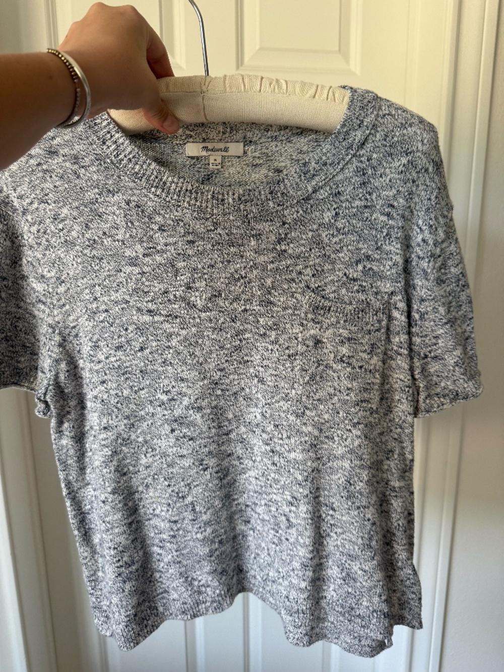 Madewell Gray Marled Knit Short Sleeve Sweater Size M